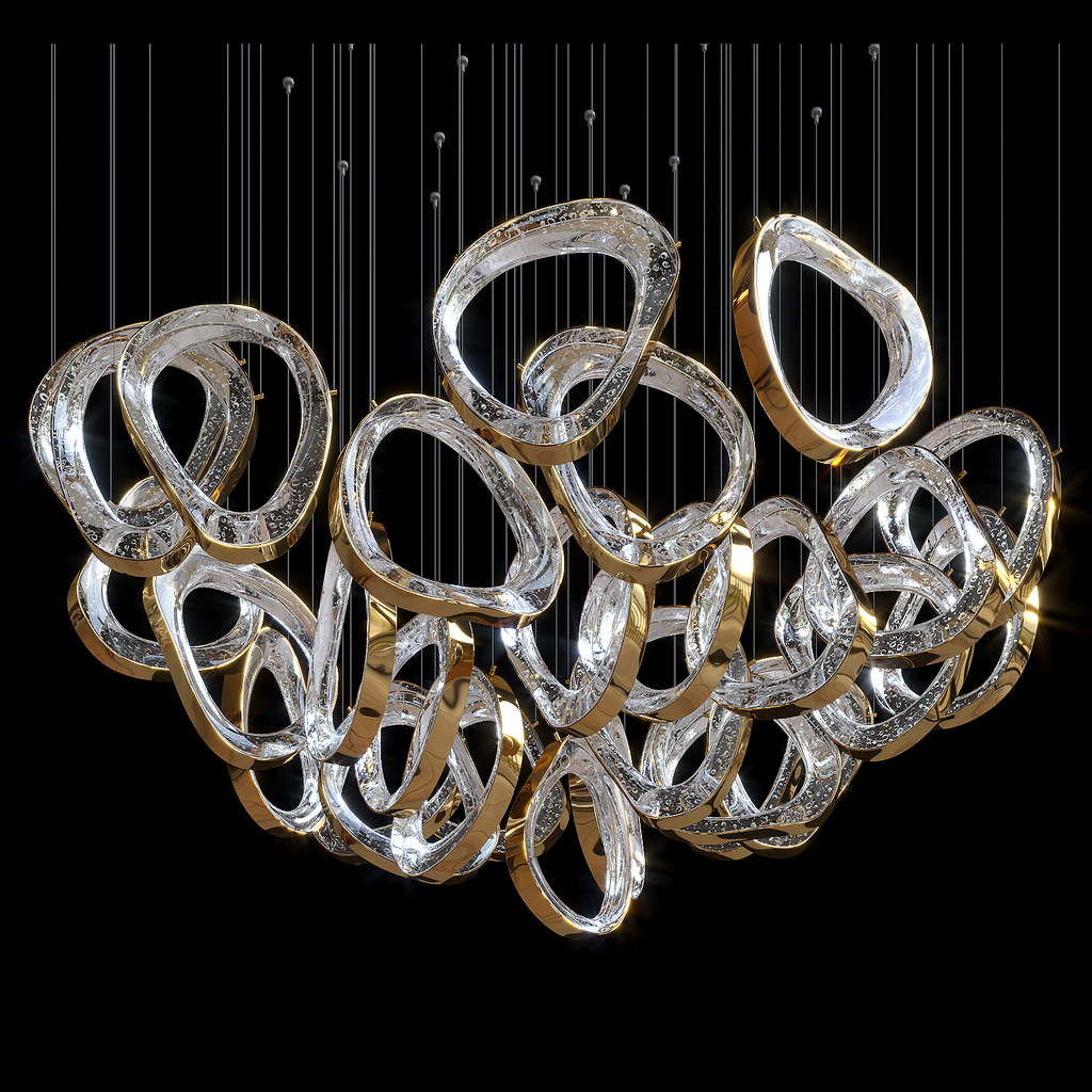 Contemporary Design Hotel Lobby Villa Decoration Pendant Light Custom Project Chandelier Rings