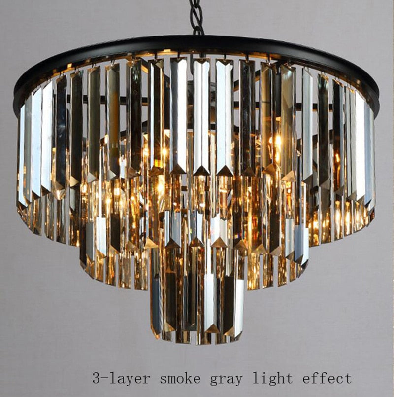 Modern Chandelier Tiered Round Crystal Chandelier