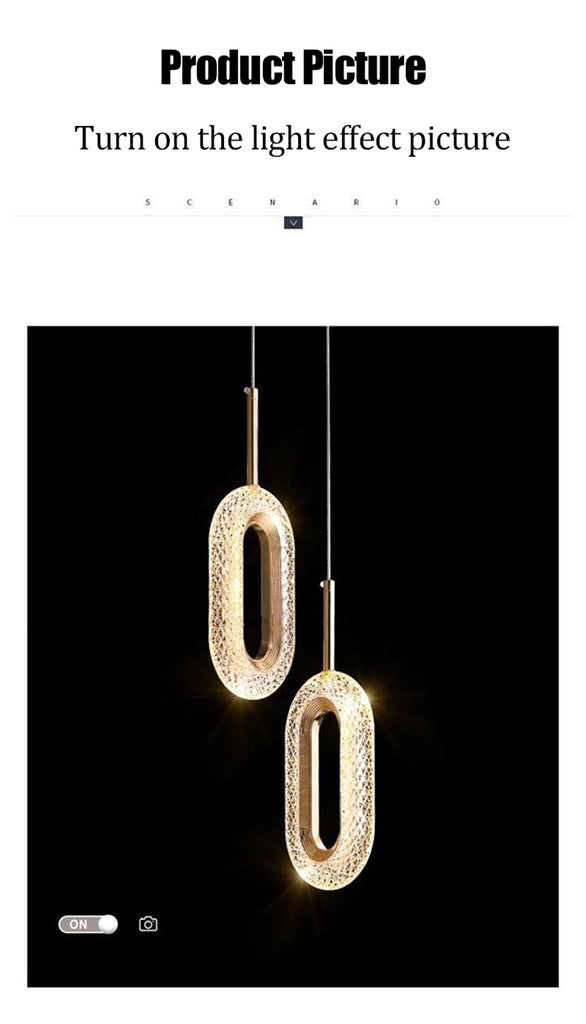 Modern Hanging Lights Oval Or Ring Shape Acrylic Crystal Lampshade