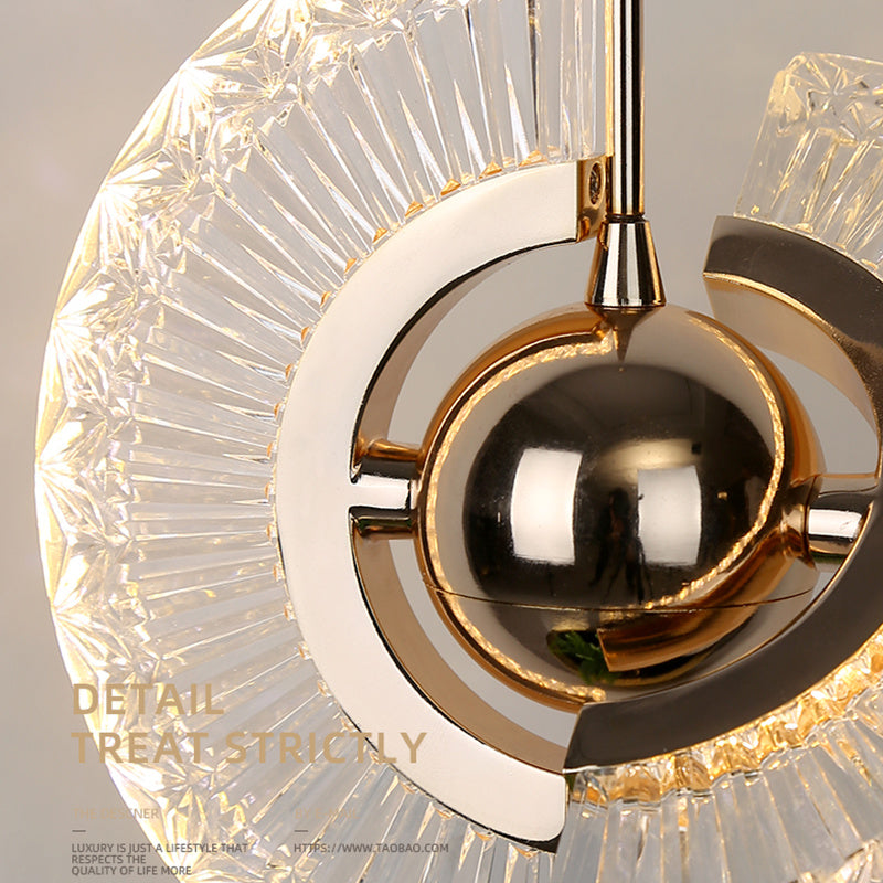 Creative Rotatable Hanging Light Ring Shape Acrylic Crystal Lampshade