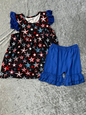 Red, White and Blue Stars Dress w/ Shorts - Crimson Room Hidden Treasures 