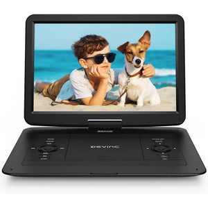 17.9" Portable DVD Player with 15.6" Large HD Screen, 6 Hours Rechargeable Battery, Support FM Transmitter, Sync TV, USB, SD Card and Multiple Disc Formats, Dual Speaker, Remote Control, Region Free - Funavo