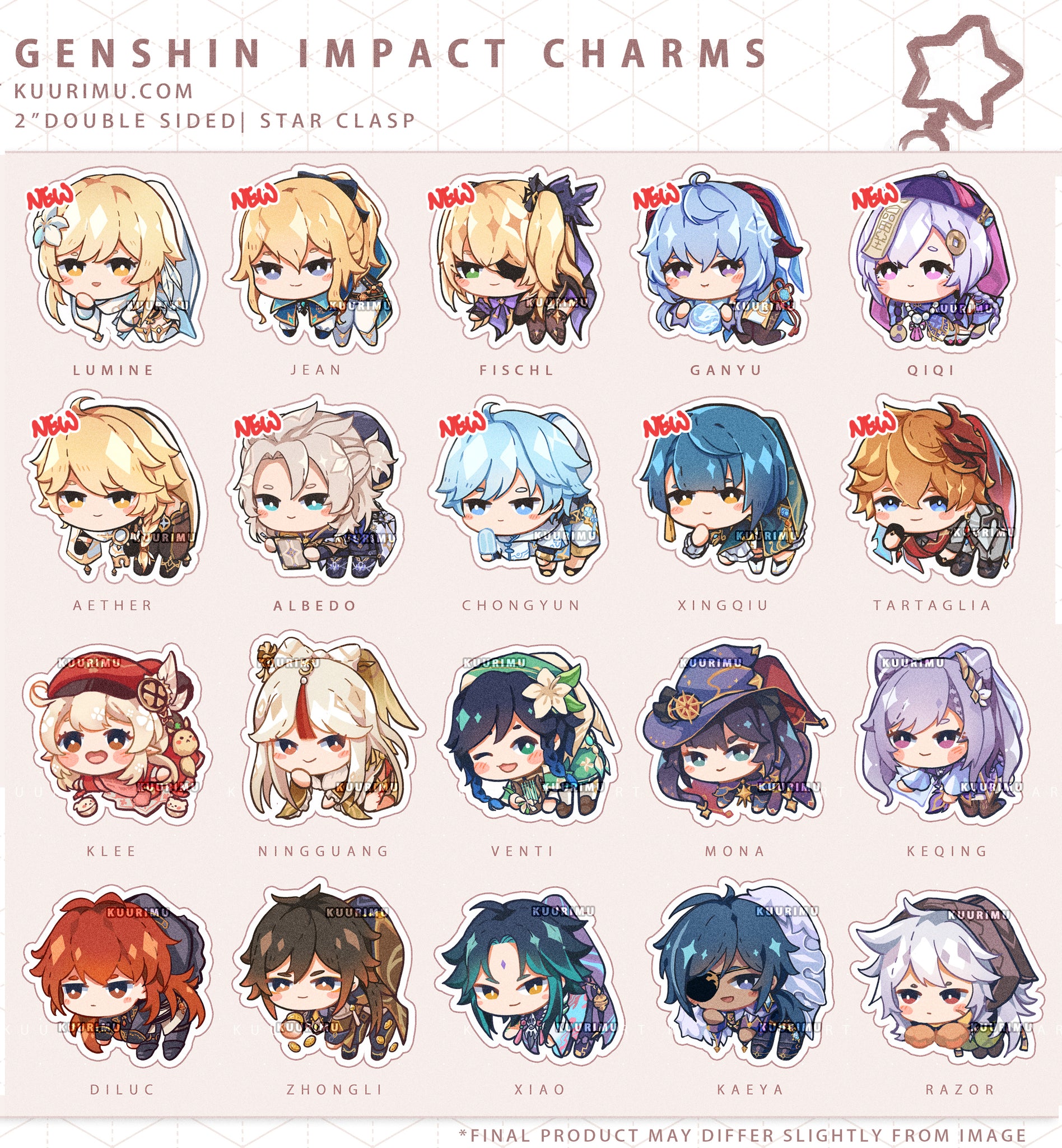 Genshin Impact Acrylic Charms by Kuurimu