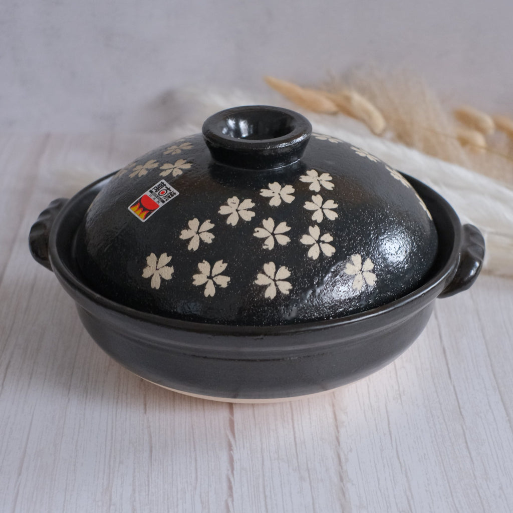 Ginpo Hanamishima Floral Print Bankoware Japanese Donabe Clay Pot Bankoyaki Ceramic  Cooking Pot Gas IH & Oven for Nabemono Hotpot Stew -  Finland