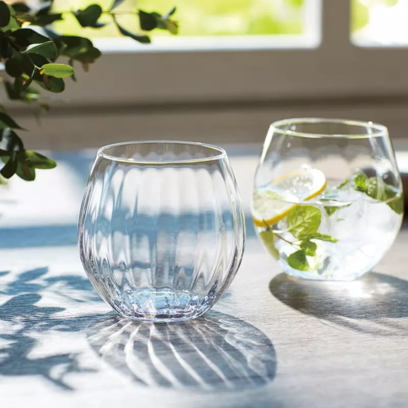 Camellia Kiln Crystal Bottomed Pair Short Tumbler Cup Set - Peach