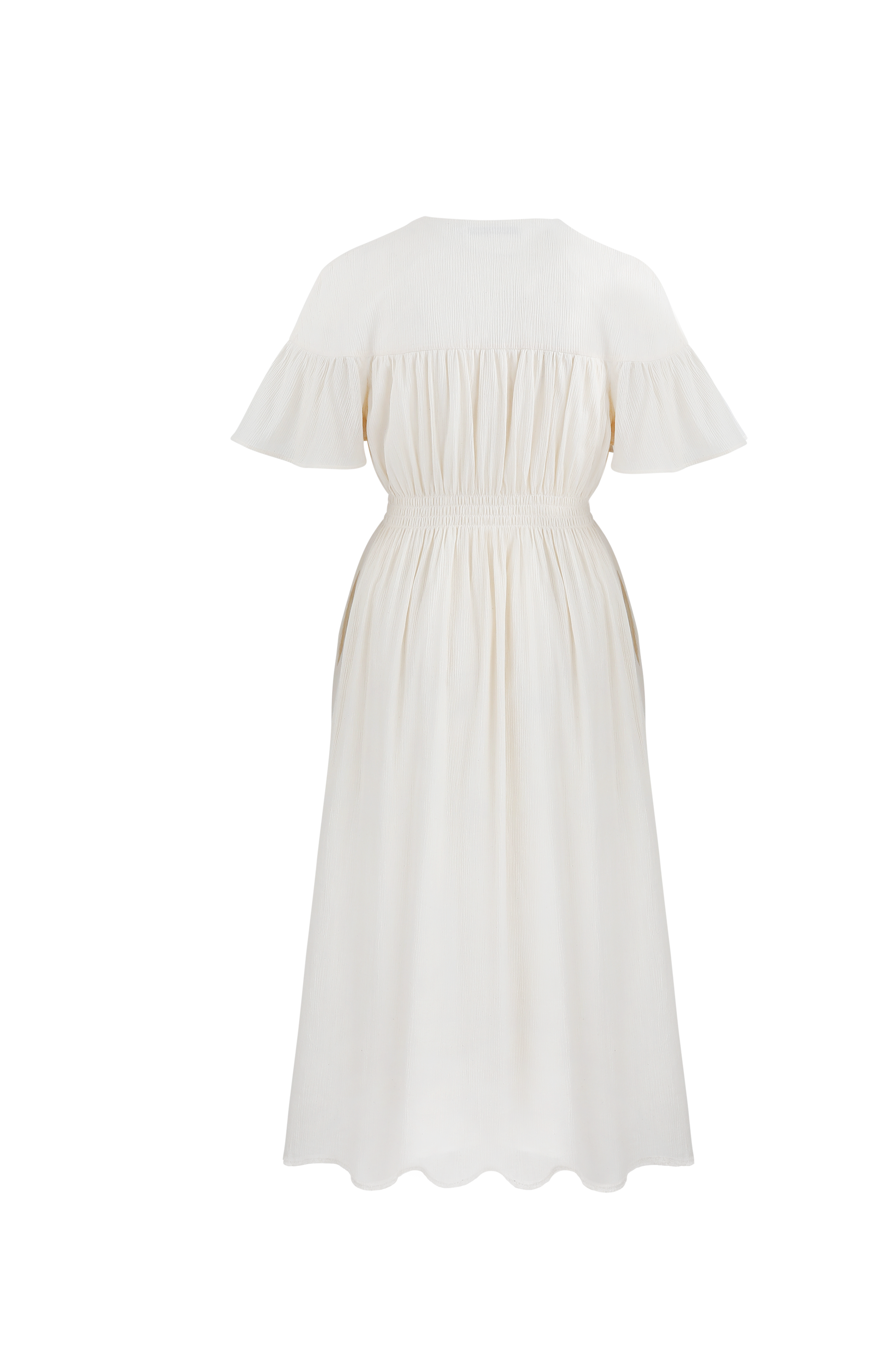 Cotton Ruched White Lucille | | Organic to Dress Hold 100% Creme Something Dress |