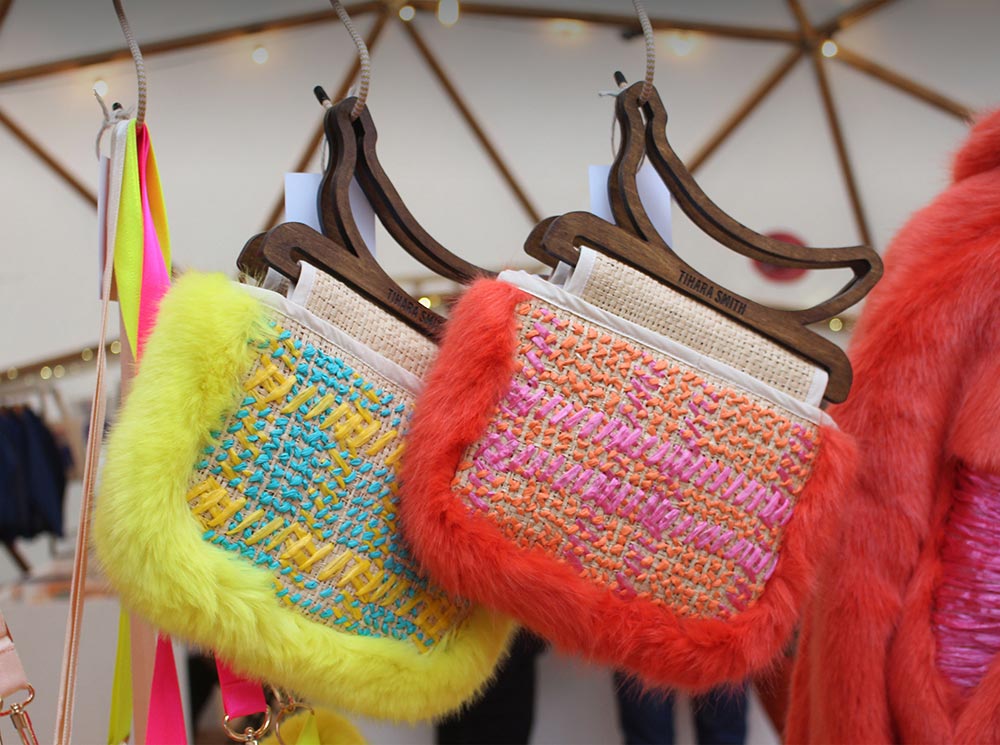 Image of two Tihara Smith raffia bags at SAMPLE Christmas 2019