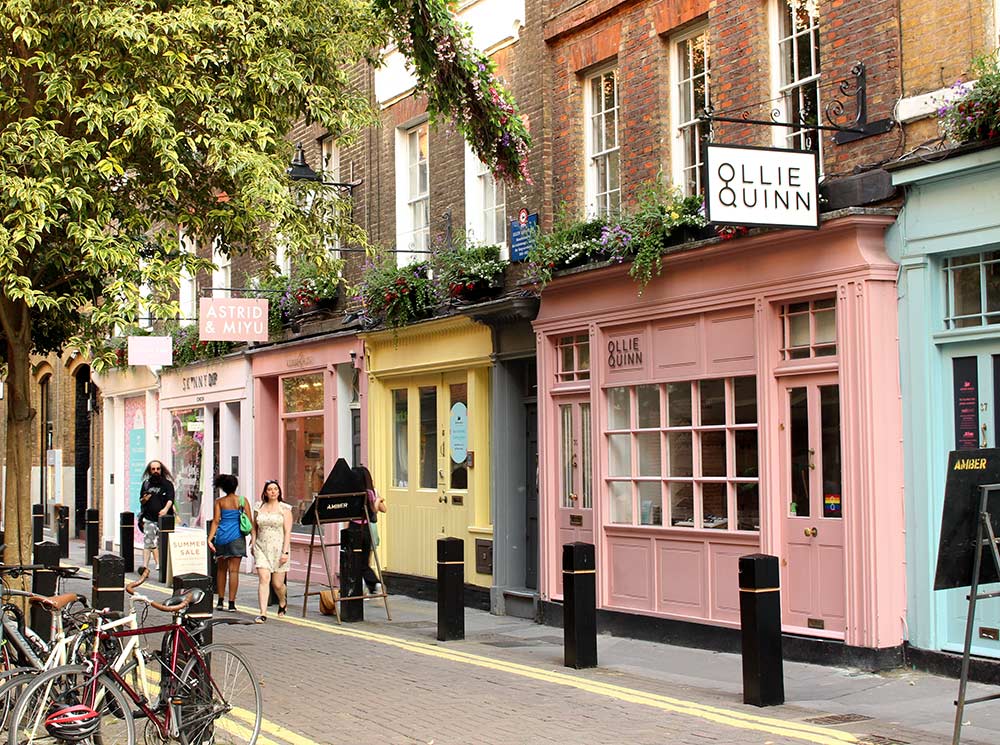 Image of shops on Neal Street in Seven Dials in London