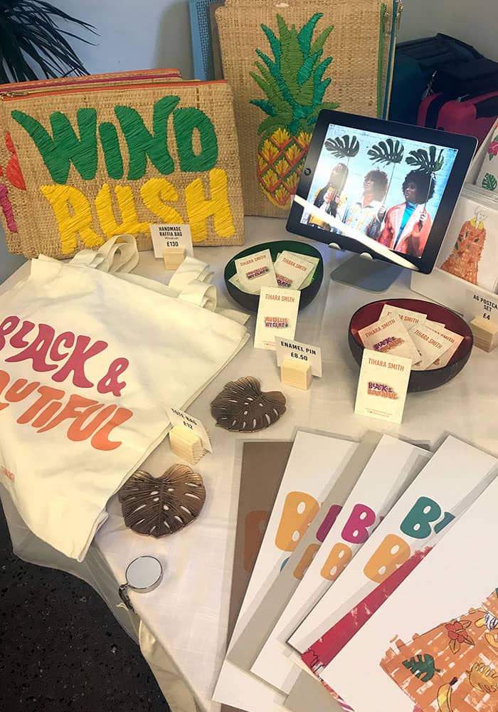 Tihara Smith's table display at Black Culture Pop-Up Market: Windrush Special, Impact Brixton