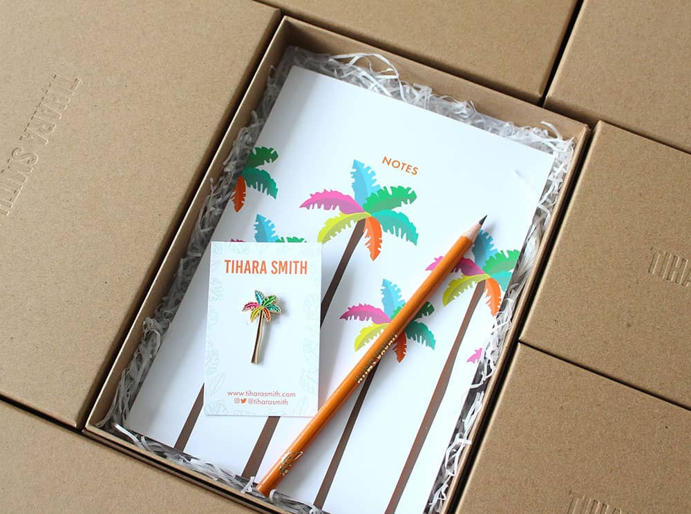 Tropical gift sets with Tihara Smith recycled packaging