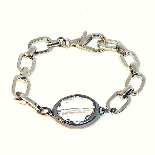 White Enamel Plated Chunky Mixed Link Bracelet – Made U Smile Jewelry