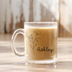 Glass Coffee Mug, Clear Glass Mug, Name Mug, Personalized Glass