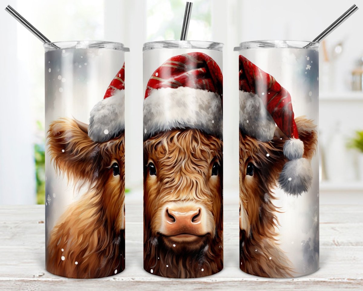 Christmas Joy Highland Cow - 20 oz Skinny Tumbler - Monkeyshine Apparel and  Gifts