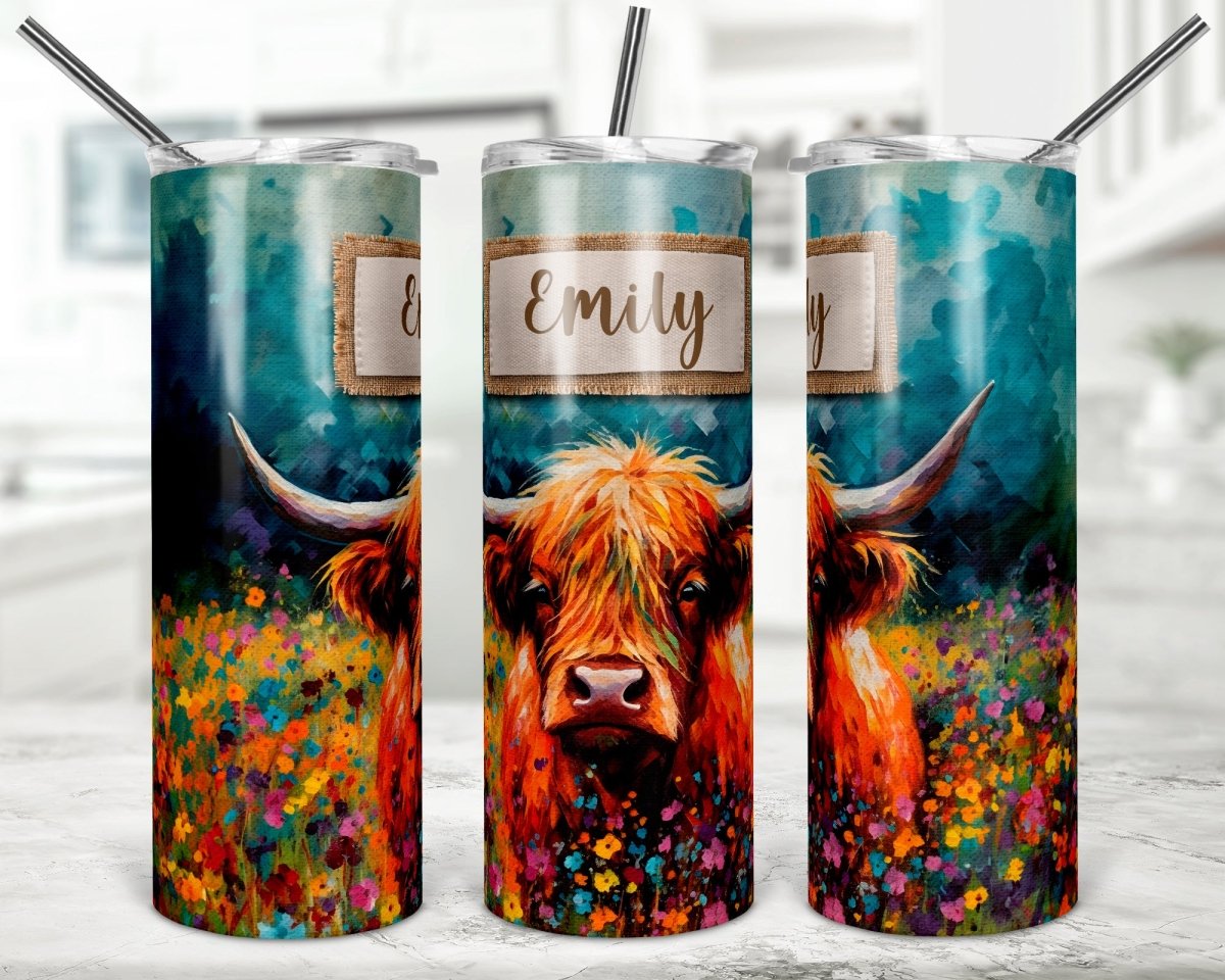 Baby Highland Cow Tumbler, Glass Tumbler with Straw and Lid, Iced Coff –  Wild Outdoor Creations