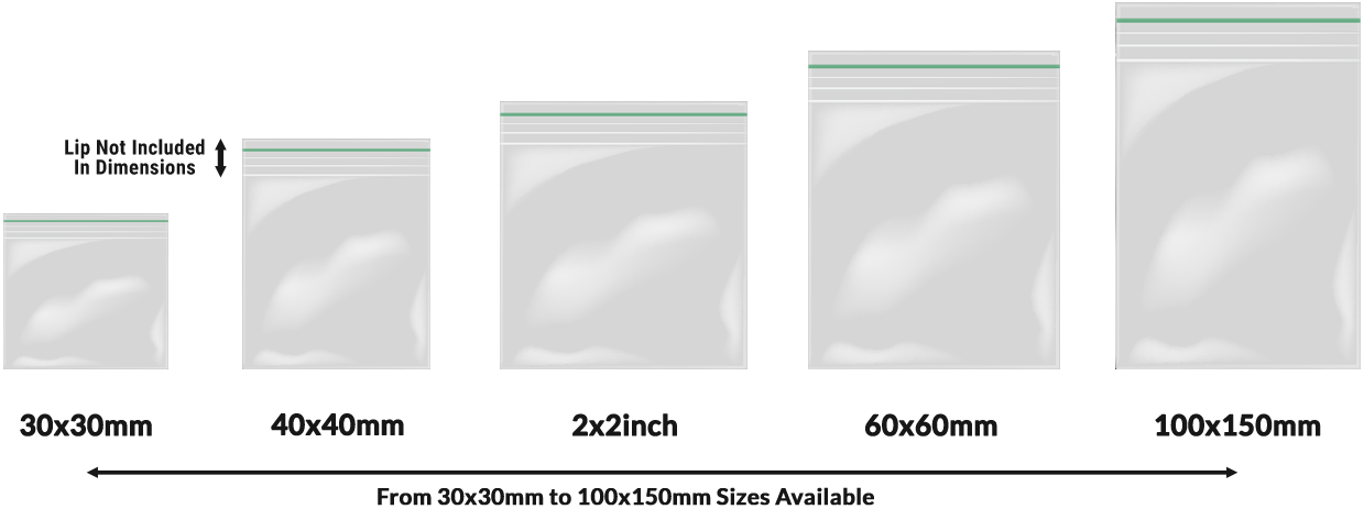Plastic Grip Seal Bags Dimensions