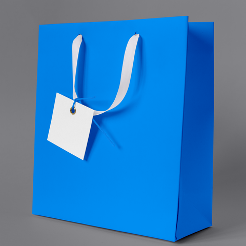 Paper bag with ribbon handles