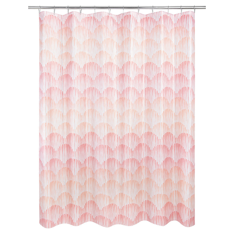 Ombre Wave Shower Curtin Coral