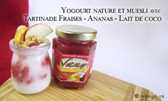 Yogourt nature et muesli avec Tartinade Fraises - Ananas - Lait de coco