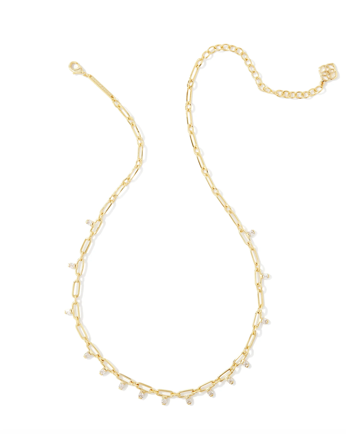 Kendra Scott Juliette Pendant Necklace in White Crystal, Rhodium-Plated |  REEDS Jewelers