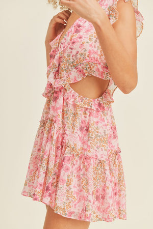 EDITH FLORAL MINI DRESS IN ROSE PINK
