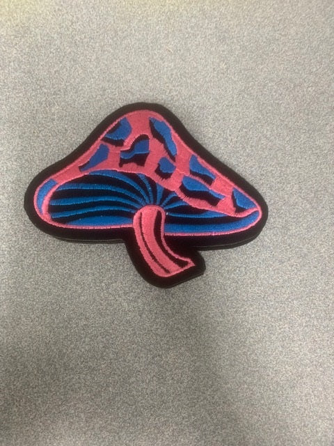 Pink Mushroom Game Embroidered Iron on Patch.