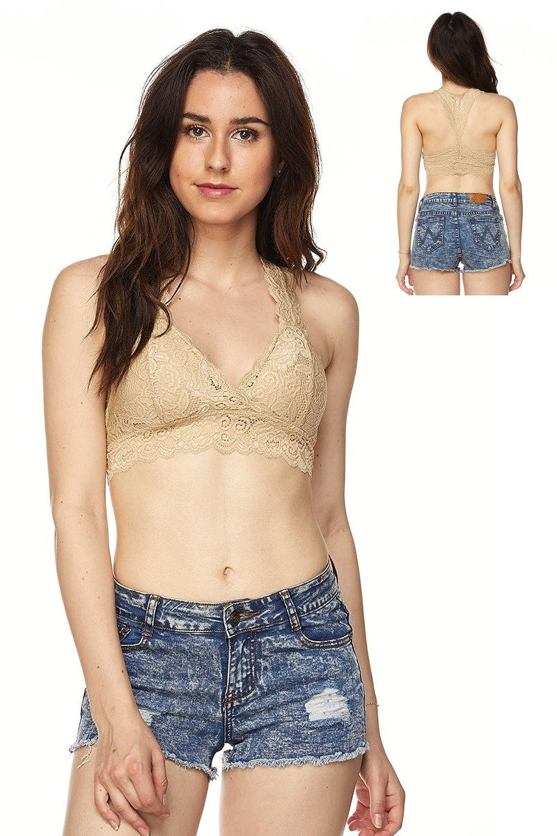 Bralette - Cropped Lace Cami - Natural