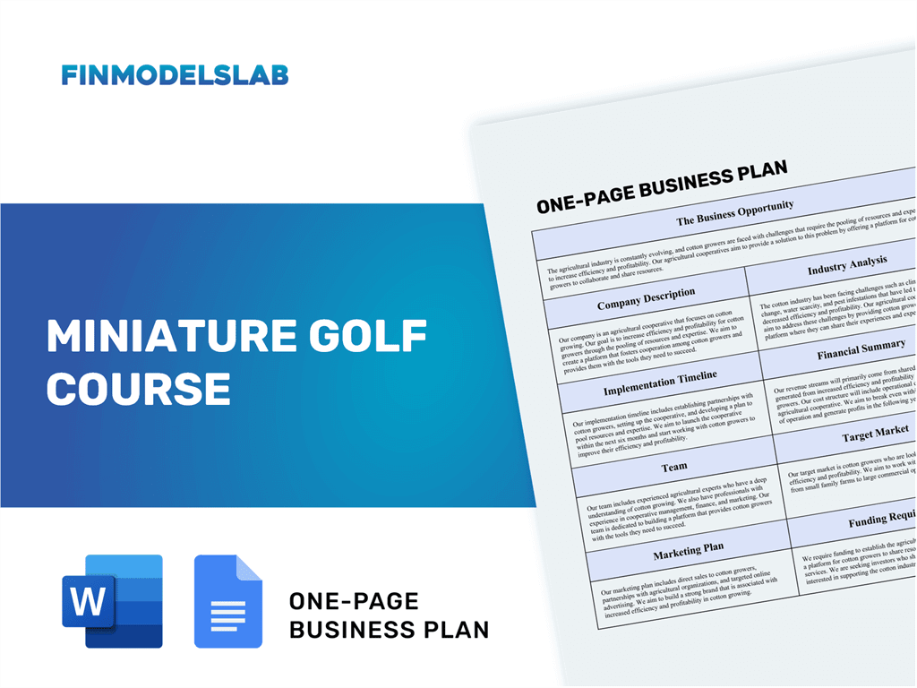 mini golf business plan