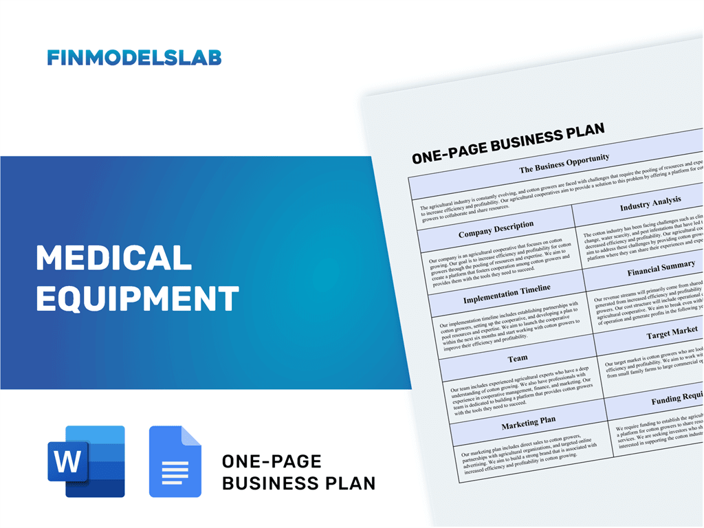 surgical medical equipment business plan