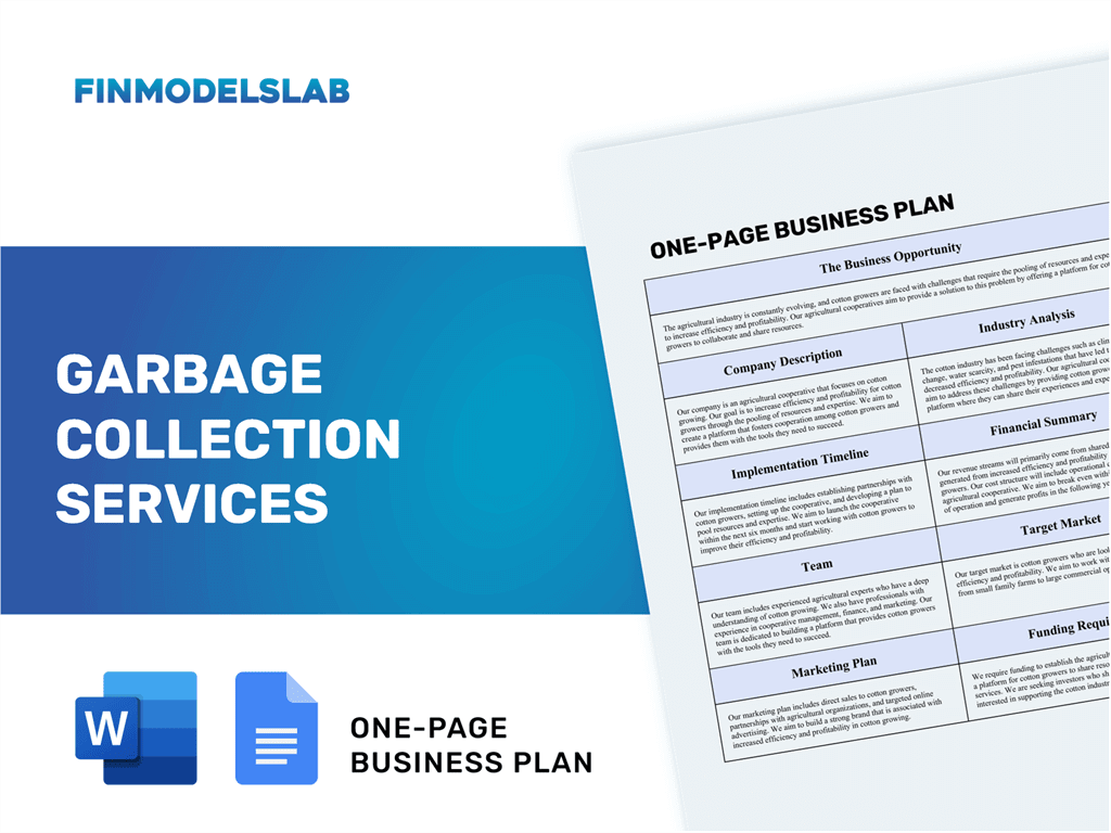 sample of business plan for garbage collection