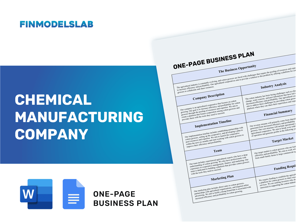 chemical manufacturing company business plan