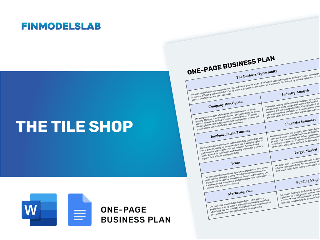 business plan for tile manufacturing company