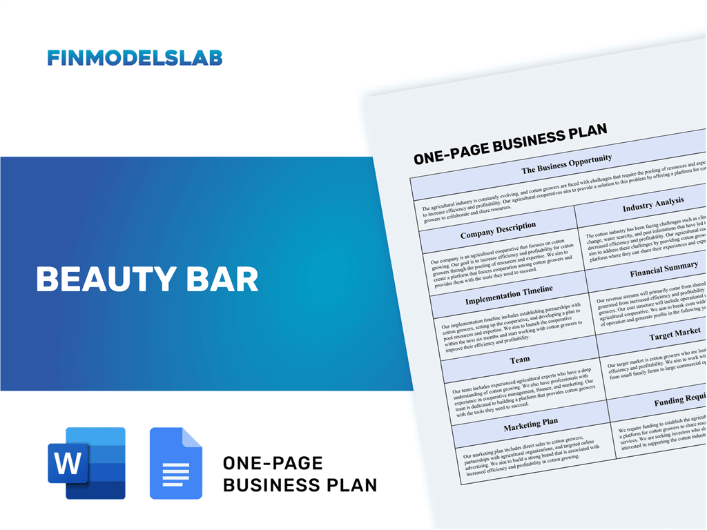 business plan for beauty bar