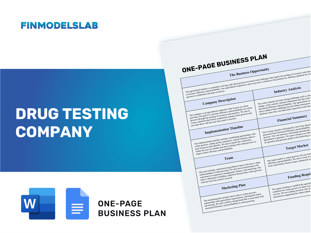 business plan for drug testing company