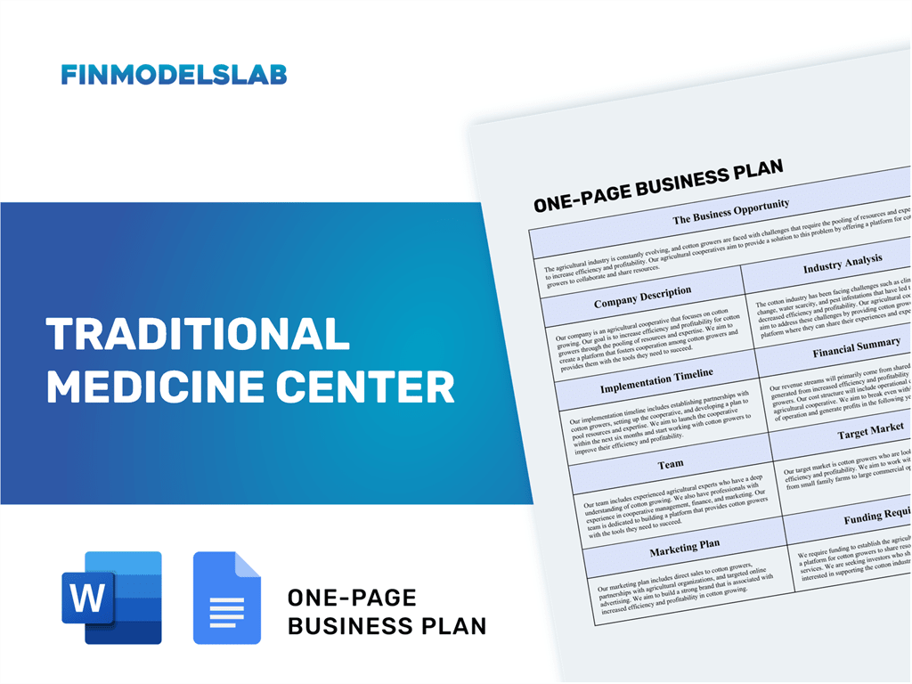 traditional medicine business plan