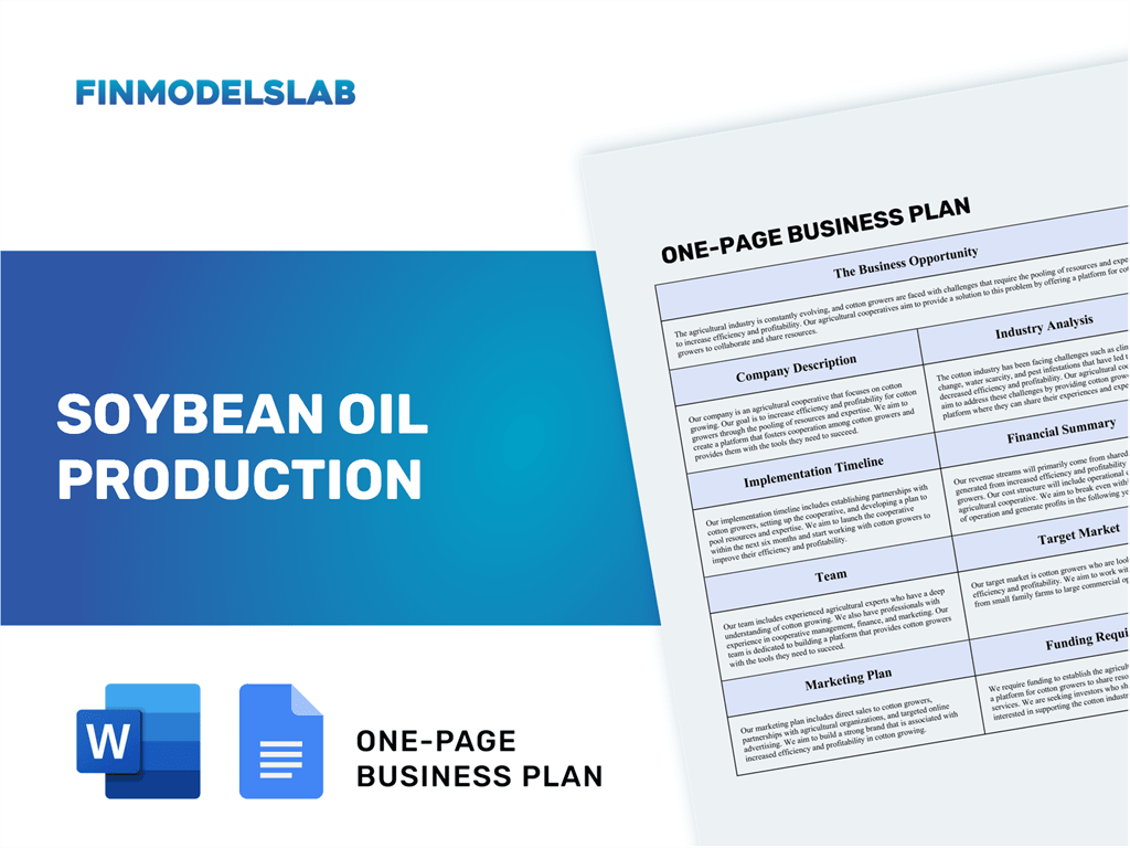 soybean oil production business plan