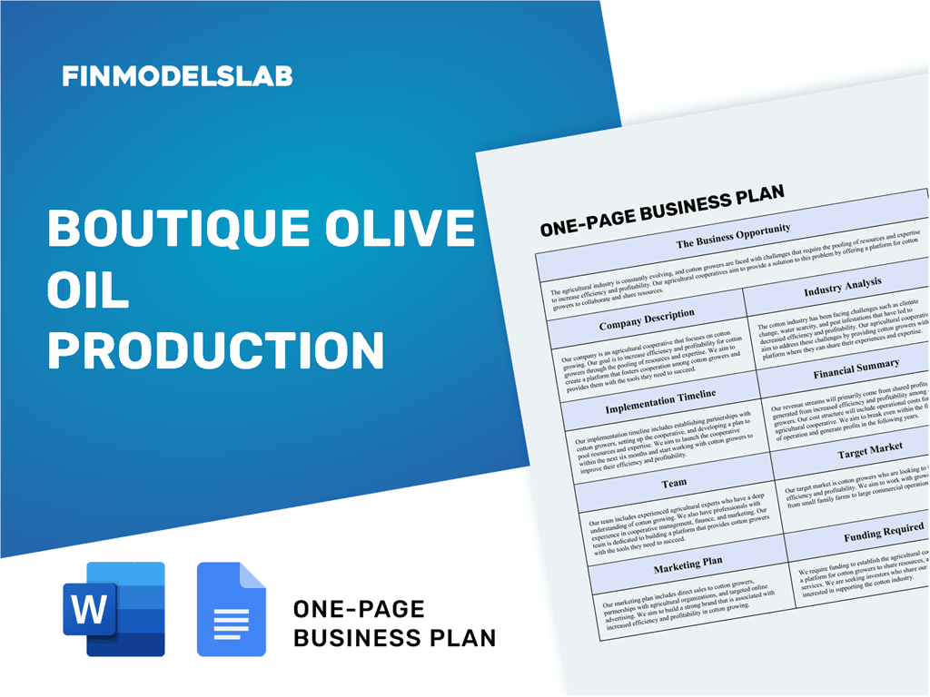 olive oil business plan