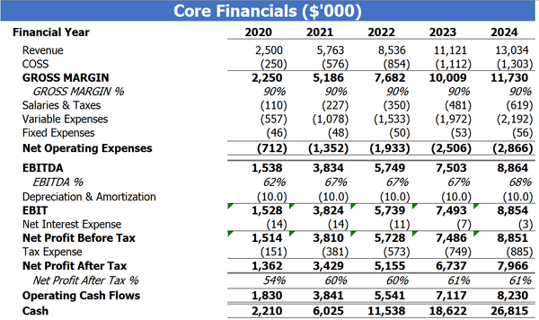 SaaS Model Core Financial