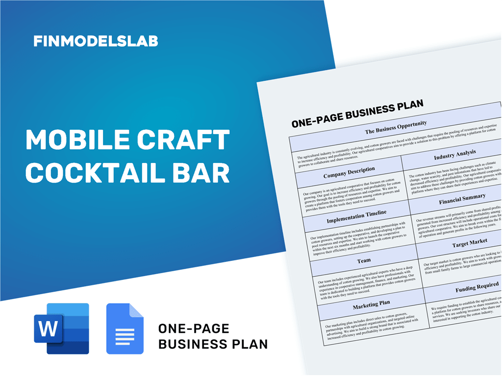 mobile cocktail bar business plan pdf