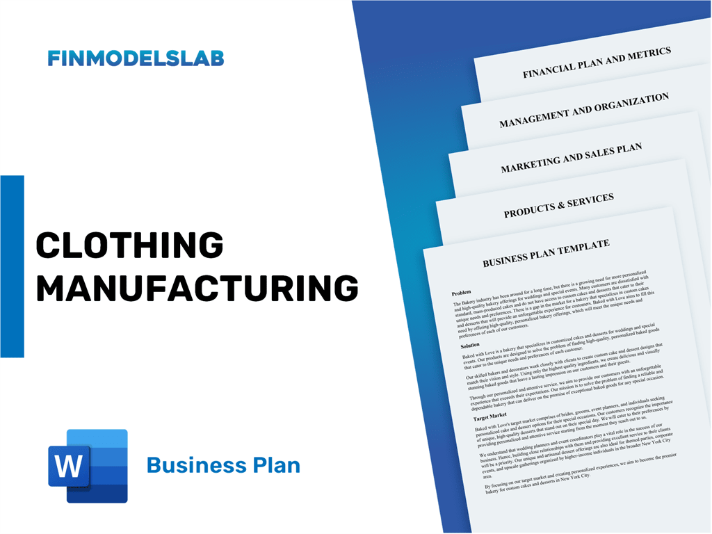 Clothing Manufacturing Business Plan Template [2023 Created] FinModelsLab
