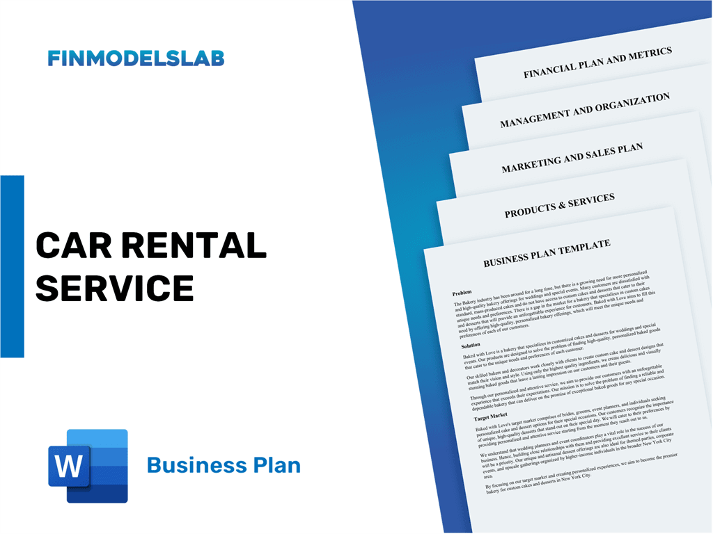 car rental business plan template
