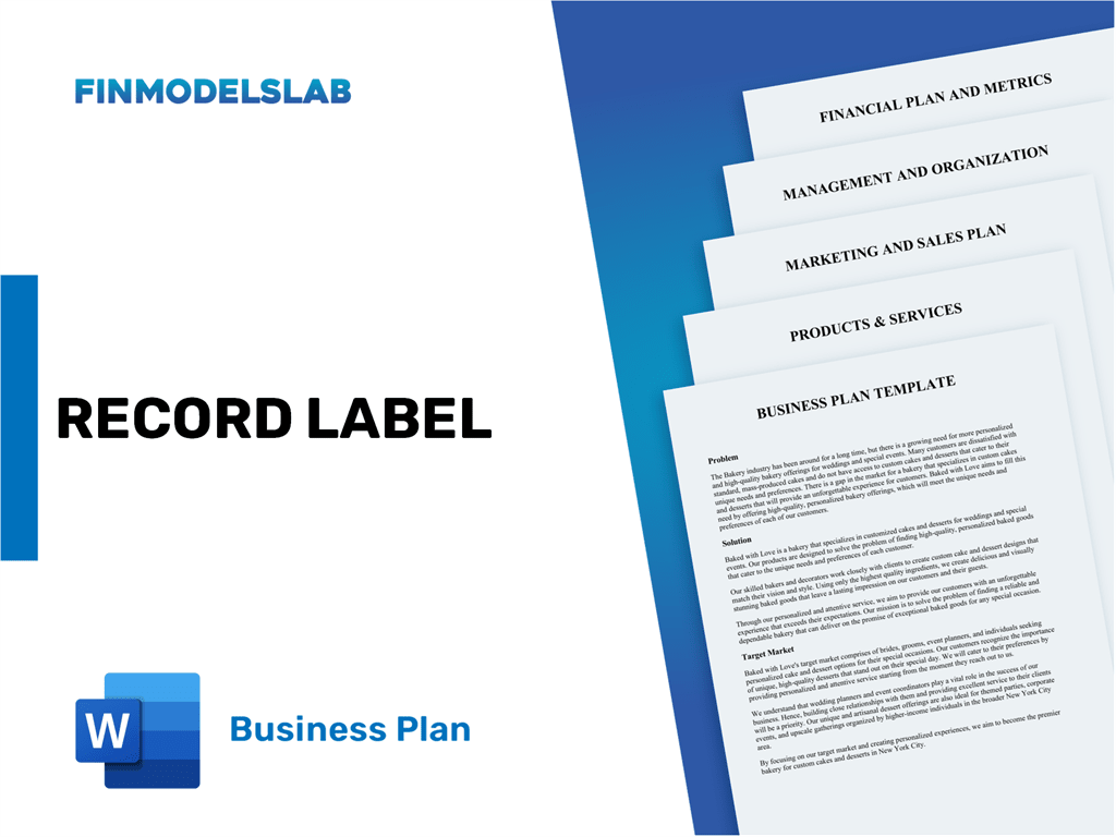 Record Label Business Plan Template [2023 Created] FinModelsLab