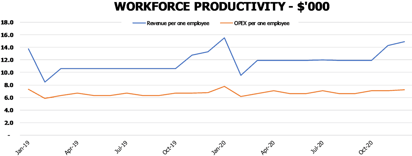 Pankery Business Plan Operational Charts Productividad de la fuerza laboral