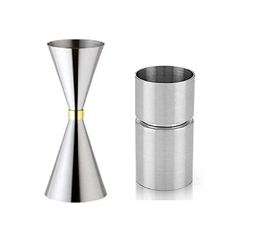 Mini Kiki -  Steel Peg Measure 60 & 90 ML and 30 & 60 ML Bar Tool - Set of 2 Measuring Bar Cup Silver p