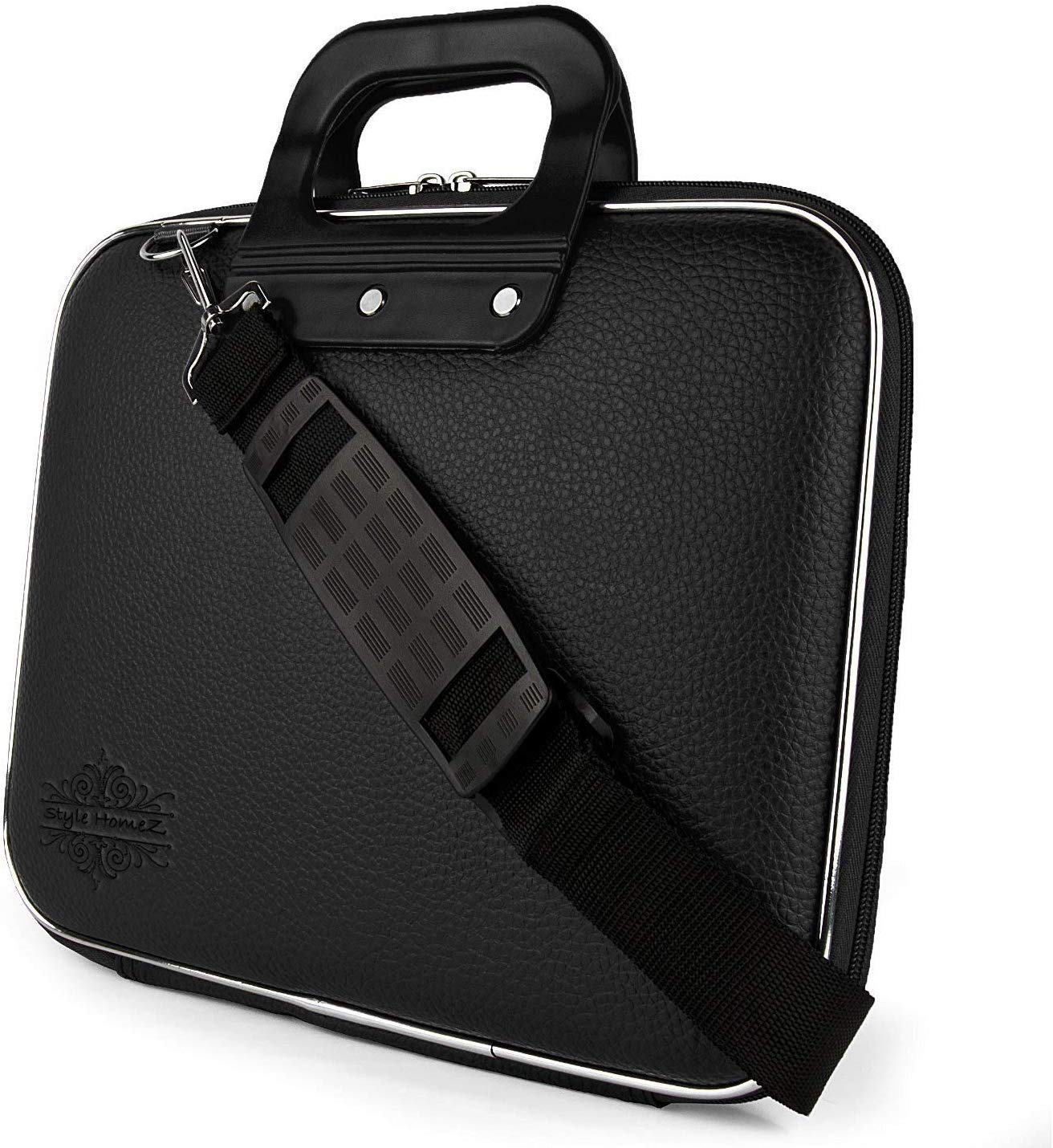 Mini Kiki - Passage Laptop Messenger Handbag Durable Briefcase PU Leather Carrying Case Laptops & Notebooks with Shoulder Strap Briefcase Laptop Bag Black (14 Inch)