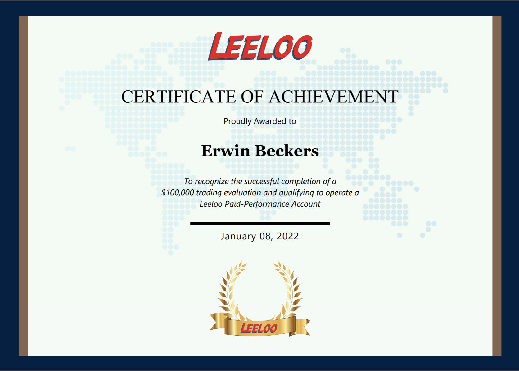 Leeloo 100k certificate