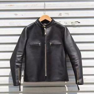 Men's Black Luxury Motorcycle Leather Jacket. Real Soft Lambskin Leather Jacket. - leatherthirst