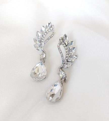 crystal drop bridal earrings