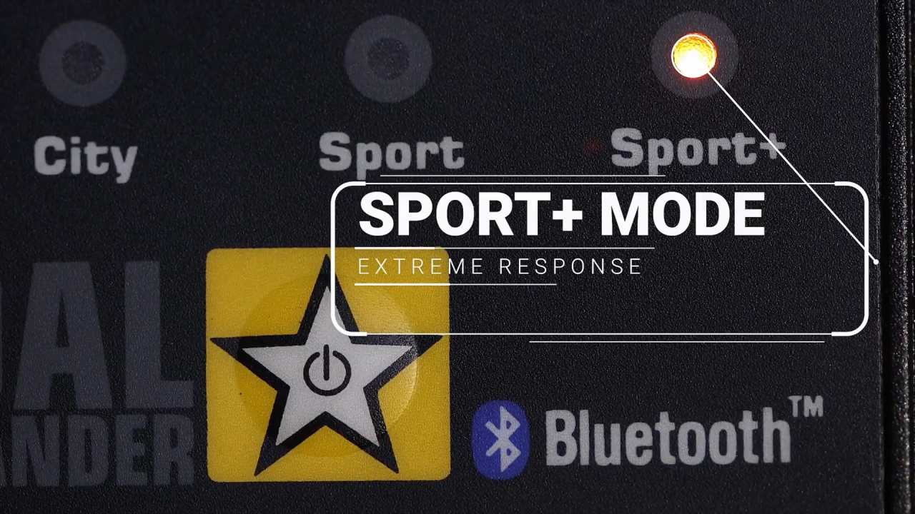 Eine Nahaufnahme des Pedal Commanders mit dem Fokus auf dem Sport+ Modus und dem Sport+ Modus Schriftzug oben