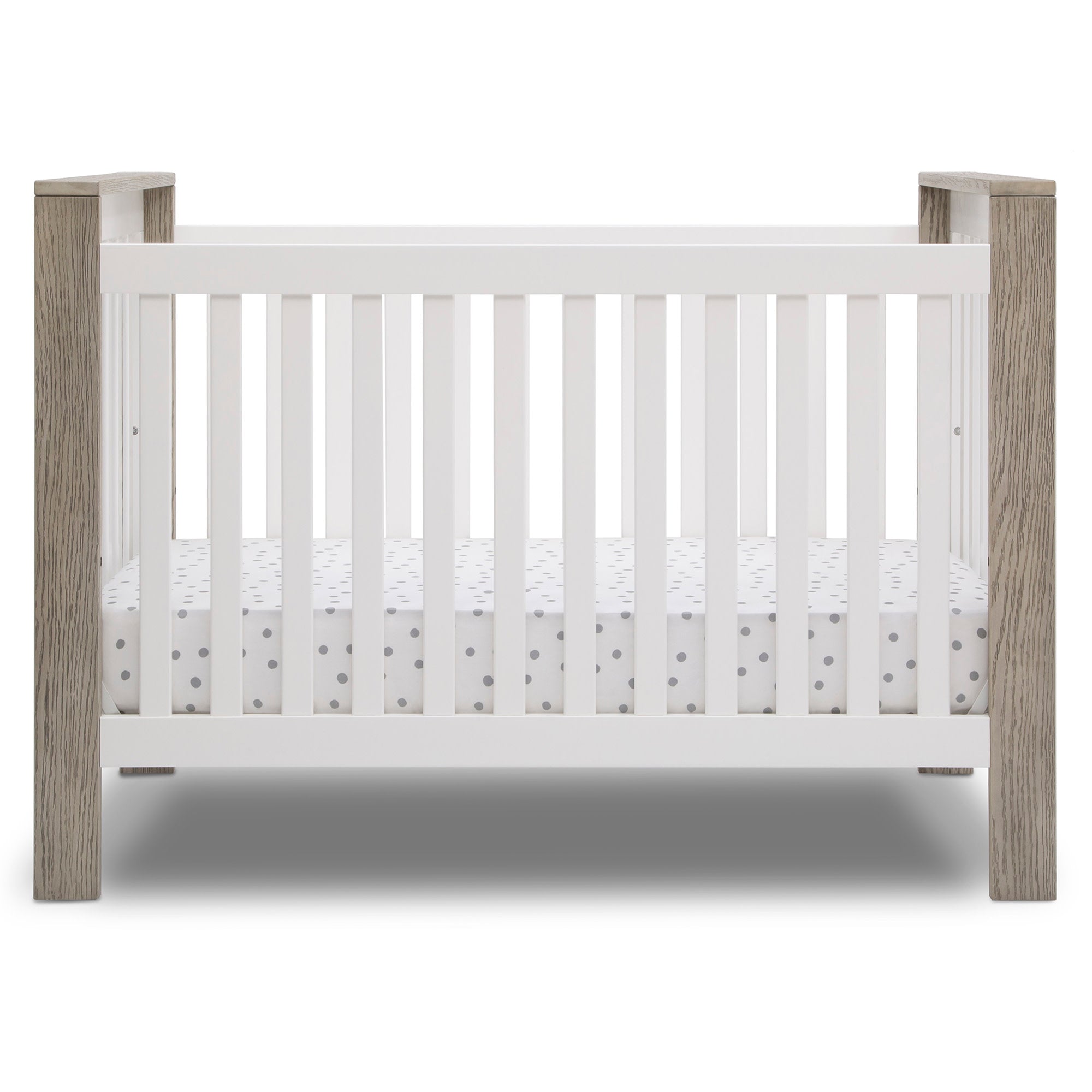 Miles 4-in-1 Convertible Crib - Bianca White with Textured Limestone (184)