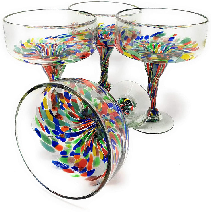 Confetti Carmen Design Margarita Glasses Set Of 4 16 Oz Each Dos